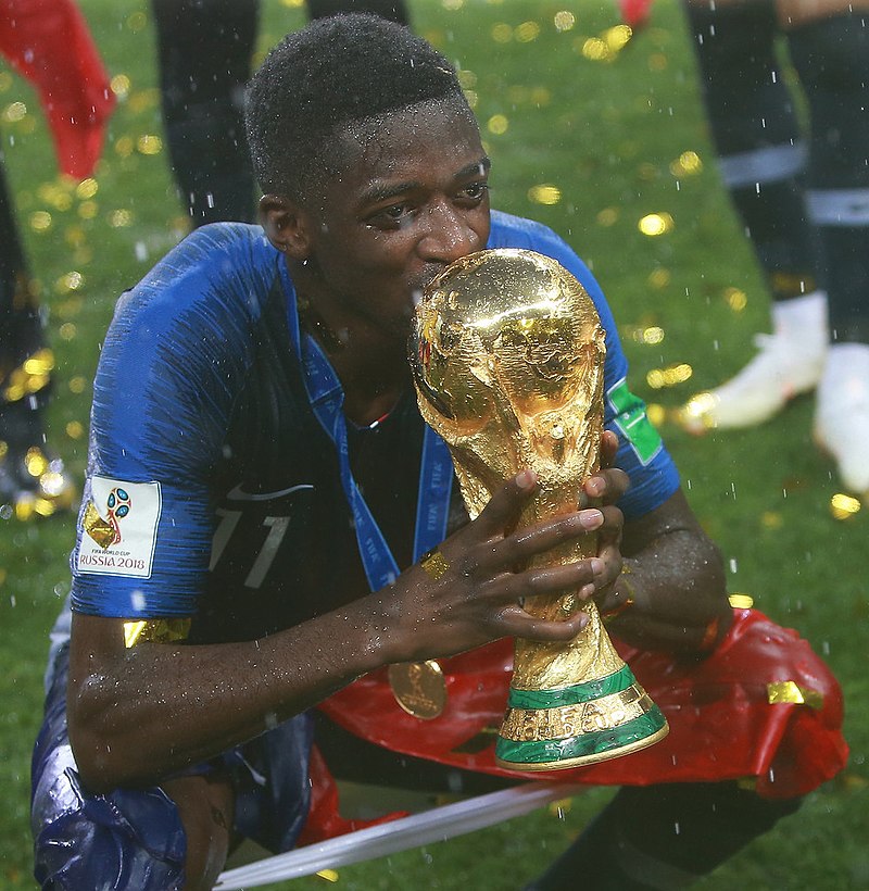 Dembele with the world cup trophy in 2018